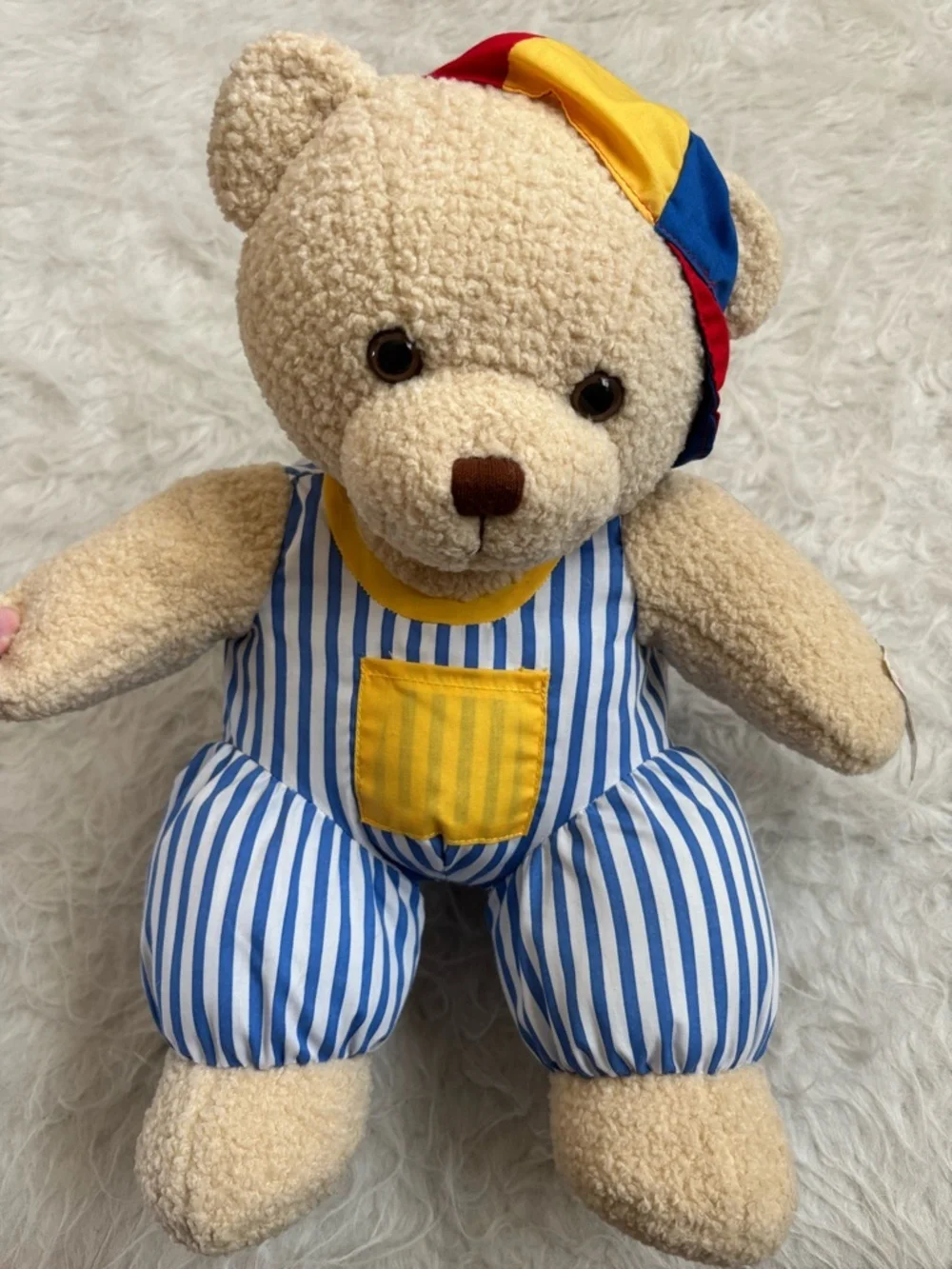 Dakin Vintage 1996 NWT Deadstock Cream Teddy Bear with Colorful Accents